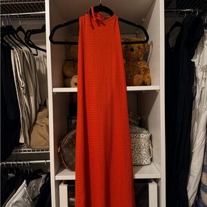 Elegant Orange Halter Dress